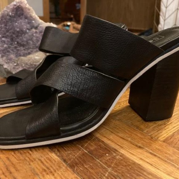 Solsana Black and White Chunky Leather High Heels Size 37 - Picture 5 of 7